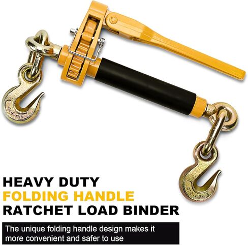 5/16" - 3/8" Folding Handle Load Binder, Heavy Duty Ratchet Chain Binder w/Grab Hooks G70-T80, 7,100 lbs WLL Tie Down Hauling Chain Binders for Flatbed Truck Trailer, 4 Pcs in Kuwait