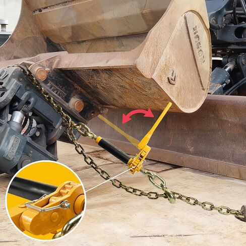 5/16" - 3/8" Folding Handle Load Binder, Heavy Duty Ratchet Chain Binder w/Grab Hooks G70-T80, 7,100 lbs WLL Tie Down Hauling Chain Binders for Flatbed Truck Trailer, 4 Pcs in Kuwait