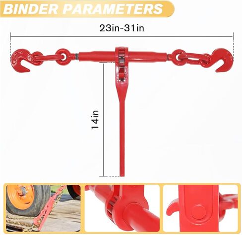 مجموعة ربط سلسلة G80 مع سلسلة - سلسلة نقل 3/8 بوصة × 10 أقدام وموثق تحميل السقاطة، 6600 رطل WLL لكل مجموعة، مجموعة ربط البضائع الثقيلة للشاحنة المسطحة والمقطورة، 4 عبوات in Kuwait