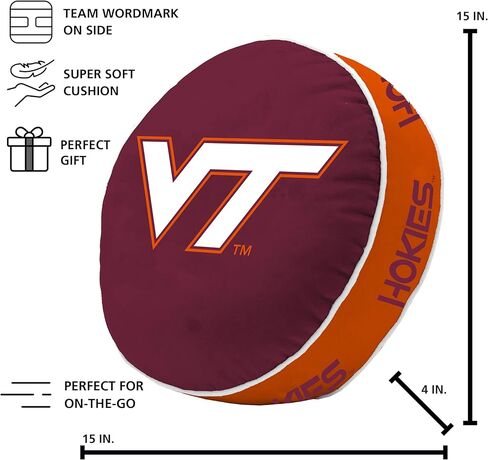 Logo Brands NCAA Virginia Tech Hokies Puff Pillow – Plush, Soft, Stretchy with Team Color Design in Saudi Arabia