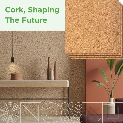 لفة فلين كبيرة من Go4Cork Home - مقاس 19.7 بوصة × 16.4 بوصة وبلاط فلين مربع - 8.5 بوصة × 8.5 بوصة، عبوة من 4 قطع in Kuwait