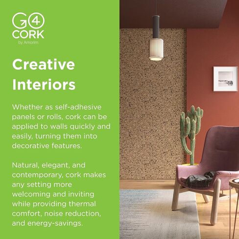 لفة فلين كبيرة من Go4Cork Home - مقاس 19.7 بوصة × 16.4 بوصة وبلاط فلين مربع - 8.5 بوصة × 8.5 بوصة، عبوة من 4 قطع in Kuwait