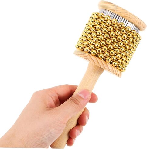 BESTonZON Wooden Cabasa Percussion Instrument Metal Beaded Chain for Classroom Music Education Handheld Shaker for Enhanced Sound Variety and Musical Performance in Saudi Arabia