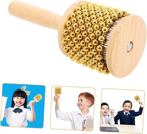 BESTonZON Wooden Cabasa Percussion Instrument Metal Beaded Chain for Classroom Music Education Handheld Shaker for Enhanced Sound Variety and Musical Performance in Saudi Arabia