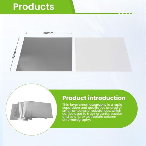 لوحة جل السيليكا TLC المدعومة بالألومنيوم GF254، 10 سم × 10 سم (20 لوحة/صندوق)، أداة مختبر كروماتوغرافيا الطبقة الرقيقة، طبقة فصل مستقرة in Kuwait