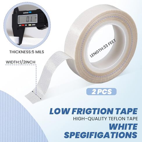 2 Roll UHMW Tape Low Friction Drawer Slide Tape 1/2 Inch x 33 Feet Curtain Glide Tapes Clear Abrasion Resistant Surface Protection Tapes Drag Noise Squeak Reduction for Cabinet Curtain Wood Furniture in Saudi Arabia