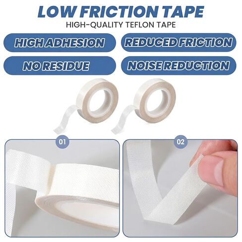 2 Roll UHMW Tape Low Friction Drawer Slide Tape 1/2 Inch x 33 Feet Curtain Glide Tapes Clear Abrasion Resistant Surface Protection Tapes Drag Noise Squeak Reduction for Cabinet Curtain Wood Furniture in Saudi Arabia