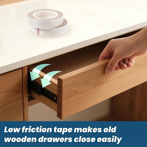 2 Roll UHMW Tape Low Friction Drawer Slide Tape 1/2 Inch x 33 Feet Curtain Glide Tapes Clear Abrasion Resistant Surface Protection Tapes Drag Noise Squeak Reduction for Cabinet Curtain Wood Furniture in Saudi Arabia