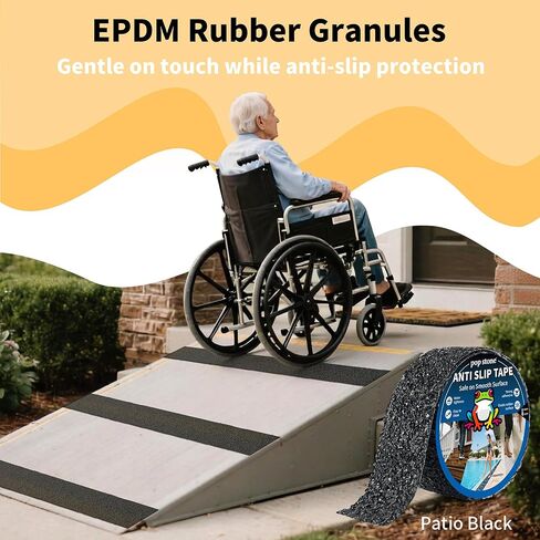 شريط جر مقاوم للماء ومضاد للانزلاق، 2 بوصة × 16.5 قدم، مطاط EPDM عالي التحمل، قبضة قوية ولطيف حافي القدمين، حل داخلي وخارجي لحمام السباحة، والحمام، والمنحدرات، والسلالم، وخطوات اللوحة in Kuwait