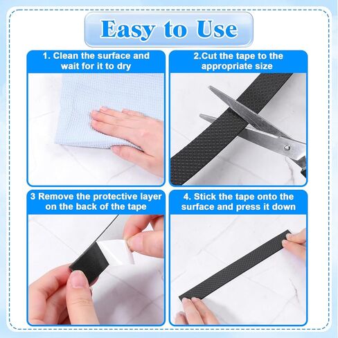 1 Rolls Rubber Grip Tape, 0.8In x 16Ft Ultra Strong Waterproof Anti Slip Tape, Non Slip Step Strips Tapes, Making Handles or Contact Surfaces Safer with Enhanced Grip and Comfort (Black) in Saudi Arabia