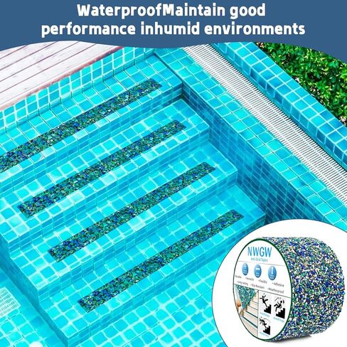 Waterproof Tape for Pools, 4" x15FT Heavy Duty Anti Slip Stair Treads Outdoor Tape Non-Slip Rubber Grip Tape Shower Strips Slip Resistant Tape Traction Tape for Stairs Showers Bathroom Trails in Saudi Arabia