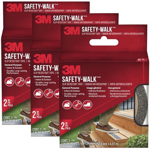 3M Safety-Walk Slip Resistant Tape, Black Anti Slip Grip Roll, 2 in x 15 ft, Strong Self-Adhesive Traction Tape for Stairs, Ladders, Floors & Work Areas, 2-Pack in Saudi Arabia