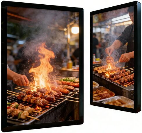 HD Digital Advertising Display Screen, 1080P IPS LCD Commercial Media Player with Remote Publishing, WiFi Connection, Smart Split Screen, Landscape Portrait Touchable-23.8" in Kuwait