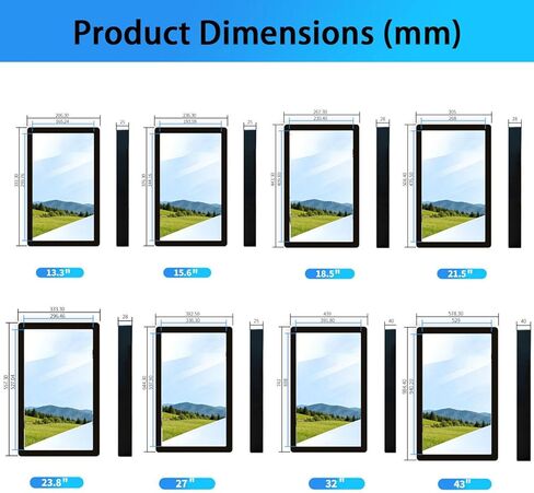 HD Digital Advertising Display Screen, 1080P IPS LCD Commercial Media Player with Remote Publishing, WiFi Connection, Smart Split Screen, Landscape Portrait Touchable-23.8" in Kuwait