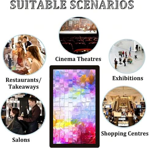 HD Digital Advertising Display Screen, 1080P IPS LCD Commercial Media Player with Remote Publishing, WiFi Connection, Smart Split Screen, Landscape Portrait Touchable-23.8" in Kuwait