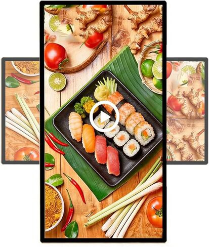 Commercial Digital Signage & Advertising Media Player, Wall-Mounted LED Display Screen for Restaurant, Bubble Tea Shop & Retail Store, Smart Split Screen & Video Player Touch-27 in Kuwait