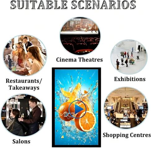 Commercial Digital Signage & Advertising Media Player, Wall-Mounted LED Display Screen for Restaurant, Bubble Tea Shop & Retail Store, Smart Split Screen & Video Player Touch-27 in Kuwait