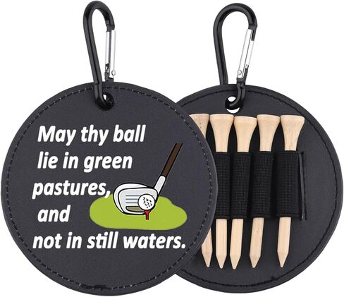 May Thy Ball Lie in Green Pastures Leather Golf Tees Holder Funny Golf Tee Tag Gift for Her Him in Saudi Arabia