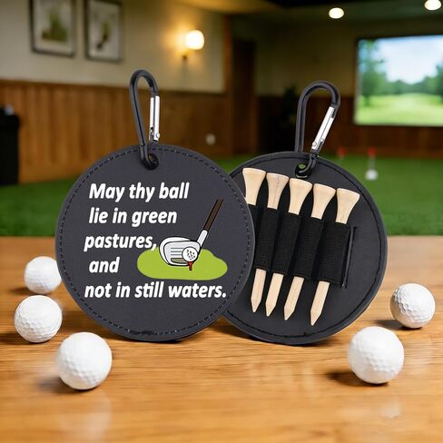 May Thy Ball Lie in Green Pastures Leather Golf Tees Holder Funny Golf Tee Tag Gift for Her Him in Saudi Arabia