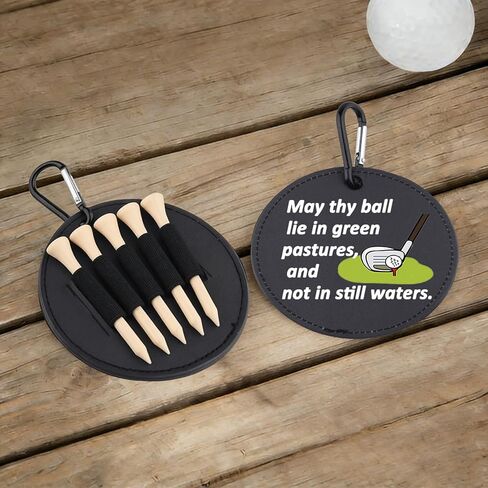 May Thy Ball Lie in Green Pastures Leather Golf Tees Holder Funny Golf Tee Tag Gift for Her Him in Saudi Arabia