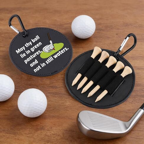 May Thy Ball Lie in Green Pastures Leather Golf Tees Holder Funny Golf Tee Tag Gift for Her Him in Saudi Arabia