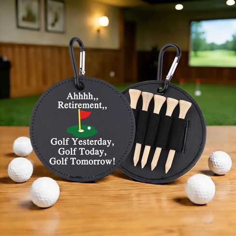 Ahhhh Retirement Leather Golf Tees Holder Funny Golf Tee Tag Retirement Gift for Mom Dad Grandpa in Saudi Arabia