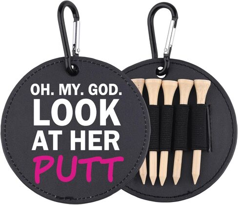 OMG Look At Her Putt Leather Golf Tees Holder Fun Women's Golf Tee Tag Birthday Gift for Her in Saudi Arabia
