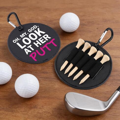 OMG Look At Her Putt Leather Golf Tees Holder Fun Women's Golf Tee Tag Birthday Gift for Her in Saudi Arabia