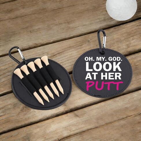 OMG Look At Her Putt Leather Golf Tees Holder Fun Women's Golf Tee Tag Birthday Gift for Her in Saudi Arabia