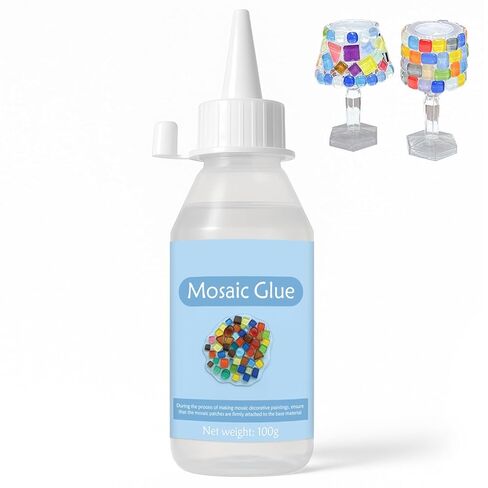 Mosaic Tile Epoxy Adhesive - Non-Toxic Fast-Acting Glue for Crafts, Ceramic & Glass - Waterproof UV Resistant No-Drip Formula, Clear Bond for Wood/Plastic & DIY Art (100ml) in Kuwait