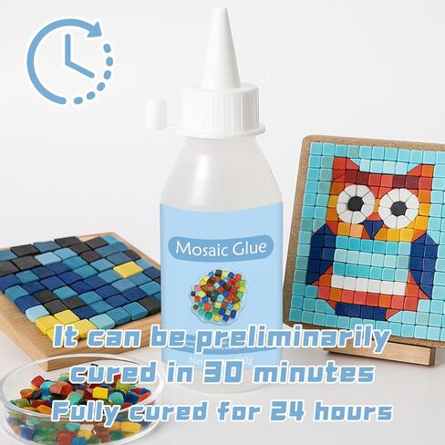 Mosaic Tile Epoxy Adhesive - Non-Toxic Fast-Acting Glue for Crafts, Ceramic & Glass - Waterproof UV Resistant No-Drip Formula, Clear Bond for Wood/Plastic & DIY Art (100ml) in Kuwait