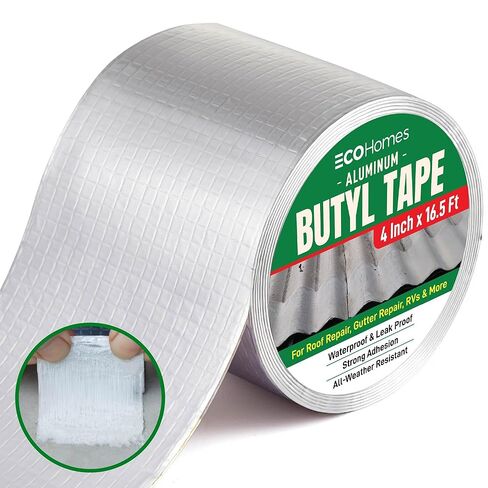 ECOHomes Aluminum Butyl Tape, Waterproof Aluminum Foil Tape for Leaks (2 Inch Wide) | Butyl Seal Tape for Roofs, Gutter Repair, Gutter Holes, Pipes, Metal Roof Patch, RV, Plumbing and Outdoor Sealing in Kuwait