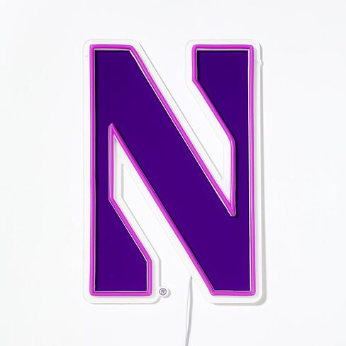 Saturday Neon Officially Licensed Northwestern Wildcats LED Neon Sign – 11.59" W x 15" H Purple-Emitting Wall Light with Adjustable Brightness, Inline Dimmer Switch, USB Powered with Outlet Adapter – College Wall Décor in Kuwait