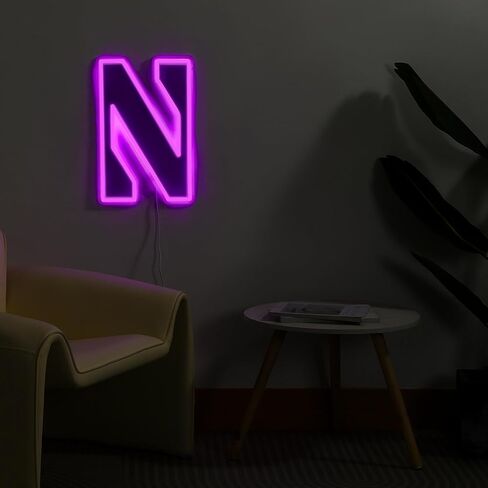 Saturday Neon Officially Licensed Northwestern Wildcats LED Neon Sign – 11.59" W x 15" H Purple-Emitting Wall Light with Adjustable Brightness, Inline Dimmer Switch, USB Powered with Outlet Adapter – College Wall Décor in Kuwait
