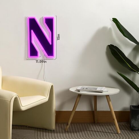 Saturday Neon Officially Licensed Northwestern Wildcats LED Neon Sign – 11.59" W x 15" H Purple-Emitting Wall Light with Adjustable Brightness, Inline Dimmer Switch, USB Powered with Outlet Adapter – College Wall Décor in Kuwait