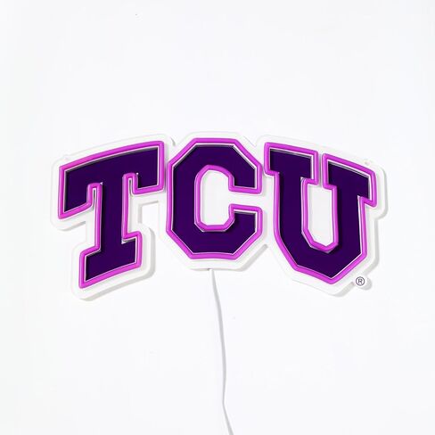 Officially Licensed TCU Horned Frogs LED Neon Sign – 15" x 7.77" Purple-Emitting Wall Light with Adjustable Brightness, Inline Dimmer & On/Off Switch, USB Powered with Adapter – College Wall Décor in Kuwait
