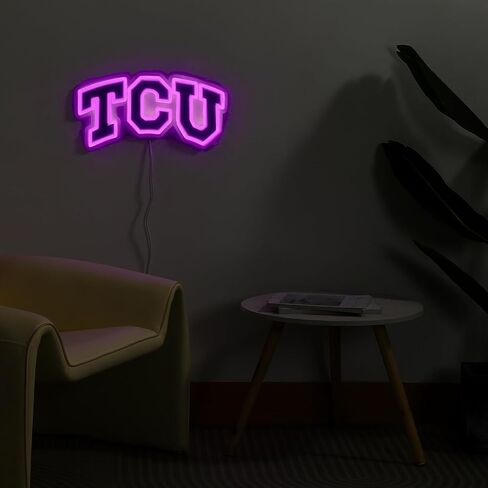 Officially Licensed TCU Horned Frogs LED Neon Sign – 15" x 7.77" Purple-Emitting Wall Light with Adjustable Brightness, Inline Dimmer & On/Off Switch, USB Powered with Adapter – College Wall Décor in Kuwait