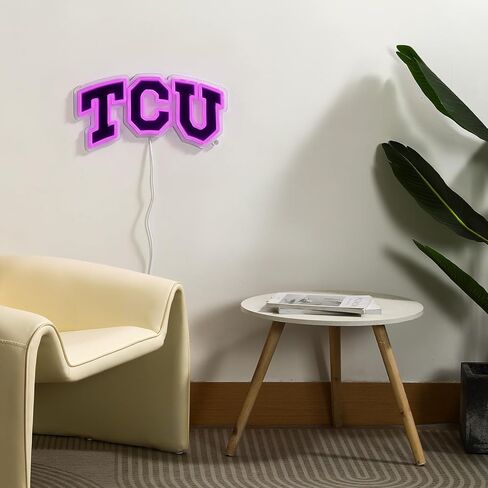 Officially Licensed TCU Horned Frogs LED Neon Sign – 15" x 7.77" Purple-Emitting Wall Light with Adjustable Brightness, Inline Dimmer & On/Off Switch, USB Powered with Adapter – College Wall Décor in Kuwait