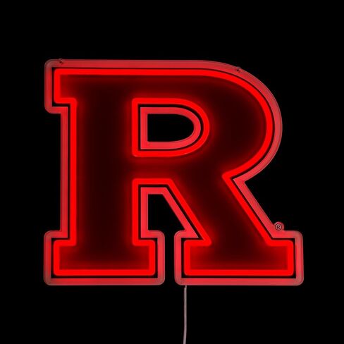 Officially Licensed Rutgers Scarlet Knights LED Neon Sign – 15" x 13.41" Red-Emitting Wall Light with Adjustable Brightness, Inline Dimmer & On/Off Switch, USB Powered with Adapter – College Wall Décor in Kuwait