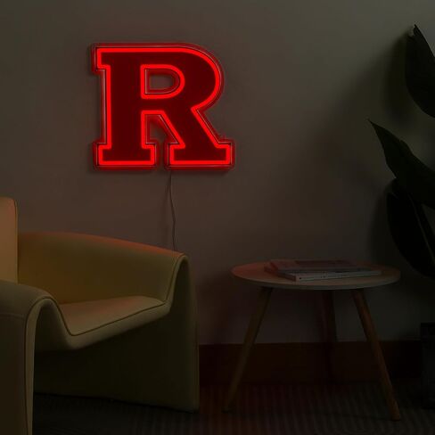 Officially Licensed Rutgers Scarlet Knights LED Neon Sign – 15" x 13.41" Red-Emitting Wall Light with Adjustable Brightness, Inline Dimmer & On/Off Switch, USB Powered with Adapter – College Wall Décor in Kuwait
