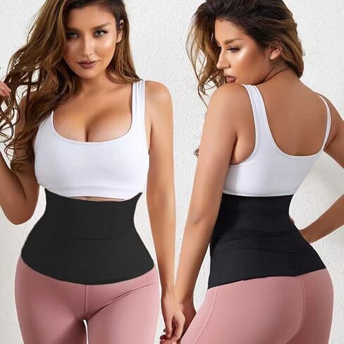 Wrap Waist Trainer for Women, Stomach Bandage Wrap Trimmer Belt, Snatch Me Up Tummy Wraps Belly Body Shaper (Black) in Saudi Arabia
