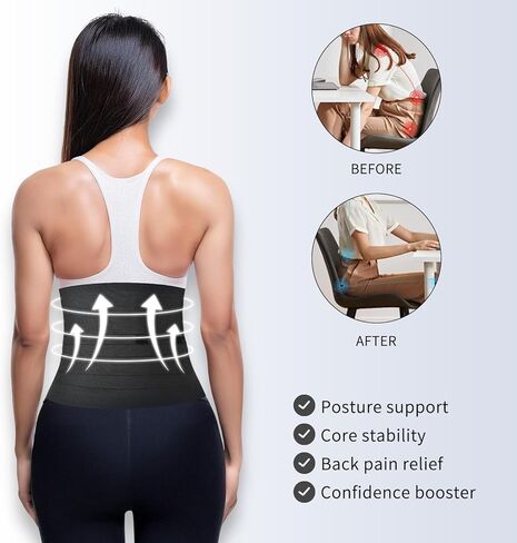 Lisacool Sculpt Touch مدرب الخصر للنساء دهون البطن بعد الولادة حزام البطن حزام العرق لفقدان الوزن في المعدة مع دعم قطني وظهر أسود in Kuwait