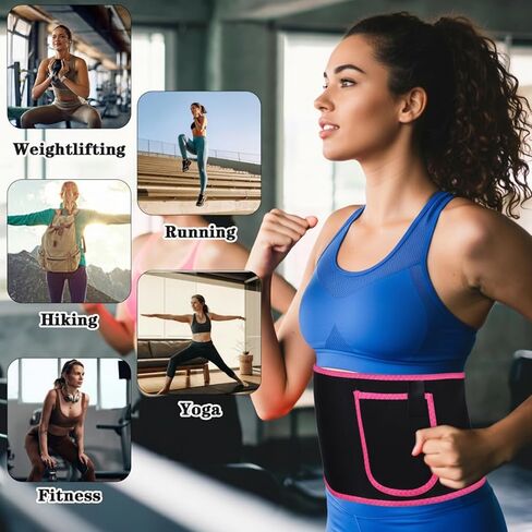 Waist Trainer for Women, Elastic Sweat Band Workout Waist Trimmer Belt, Heat Retention Slimming Stomach Wrap for Belly Fat, Easy to Clean (Red) in Saudi Arabia