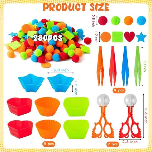 EZdhuawuse Summer Sensory Bin Fillers - 387Pcs Sea Ocean Animal Multi-Pack Fine Motor Toys Math Color Sorting Set for Multiple Kids, Felt Shark Crab Pom Poms Cup Clip for Preschool Education Training in Kuwait