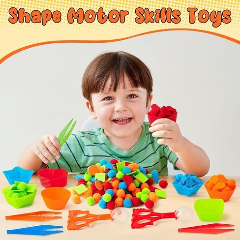 EZdhuawuse Summer Sensory Bin Fillers - 387Pcs Sea Ocean Animal Multi-Pack Fine Motor Toys Math Color Sorting Set for Multiple Kids, Felt Shark Crab Pom Poms Cup Clip for Preschool Education Training in Kuwait