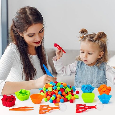 EZdhuawuse Summer Sensory Bin Fillers - 387Pcs Sea Ocean Animal Multi-Pack Fine Motor Toys Math Color Sorting Set for Multiple Kids, Felt Shark Crab Pom Poms Cup Clip for Preschool Education Training in Kuwait