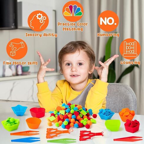 EZdhuawuse Summer Sensory Bin Fillers - 387Pcs Sea Ocean Animal Multi-Pack Fine Motor Toys Math Color Sorting Set for Multiple Kids, Felt Shark Crab Pom Poms Cup Clip for Preschool Education Training in Kuwait