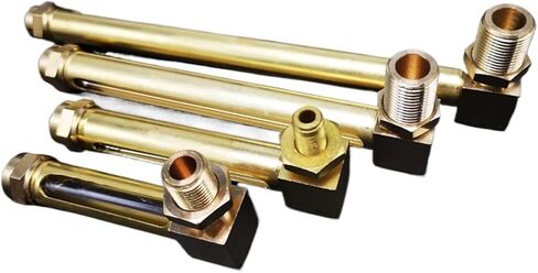 Brass Oil Level Sight Glass Window 1/4" 3/8" 1/2" BSPP M12 M14 M16 Male Brass Oil Liquid Level Indicator Sight Glass Gauge for Lathes Sump(1/4",150mm,Brass Two Window) in Saudi Arabia