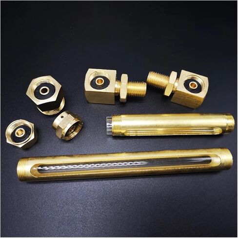 Brass Oil Level Sight Glass Window 1/4" 3/8" 1/2" BSPP M12 M14 M16 Male Brass Oil Liquid Level Indicator Sight Glass Gauge for Lathes Sump(1/4",150mm,Brass Two Window) in Saudi Arabia