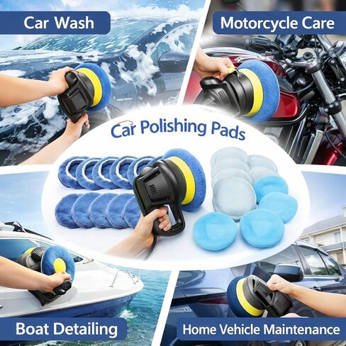 Car Polisher Pad Set, 20 Pieces 6 Inch Microfiber Buffing Bonnet for Cars and Motorcycles - Durable Soft Material, Reusable Polishing Pads for Waxing and Cleaning in Saudi Arabia